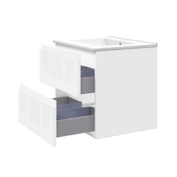 Celsia 24 in. W x 18-1/2 in. D Vanity in White Gloss with Porcelain Vanity Top in White with White Basin