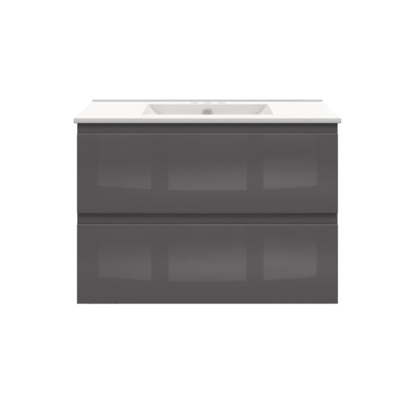 Celsia 30 in. W x 18-1/2 in. D Vanity in Gray Gloss with Porcelain Vanity Top in White with White Basin