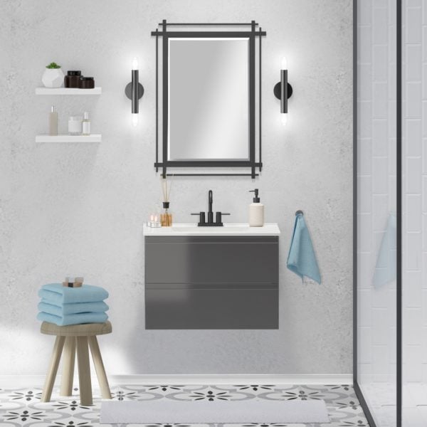 Celsia 30 in. W x 18-1/2 in. D Vanity in Gray Gloss with Porcelain Vanity Top in White with White Basin