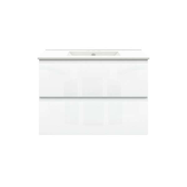 Celsia 30 in. W x 18-1/2 in. D Vanity in White Gloss with Porcelain Vanity Top in White with White Basin