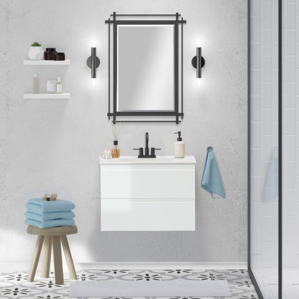 Celsia 30 in. W x 18-1/2 in. D Vanity in White Gloss with Porcelain Vanity Top in White with White Basin