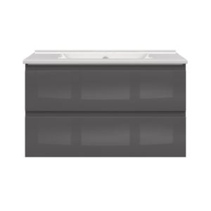 Celsia 36 in. W x 18-1/2 in. D Vanity in Gray Gloss with Porcelain Vanity Top in White with White Basin