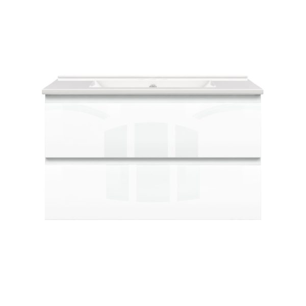 Celsia 36 in. W x 18-1/2 in. D Vanity in White Gloss with Porcelain Vanity Top in White with White Basin