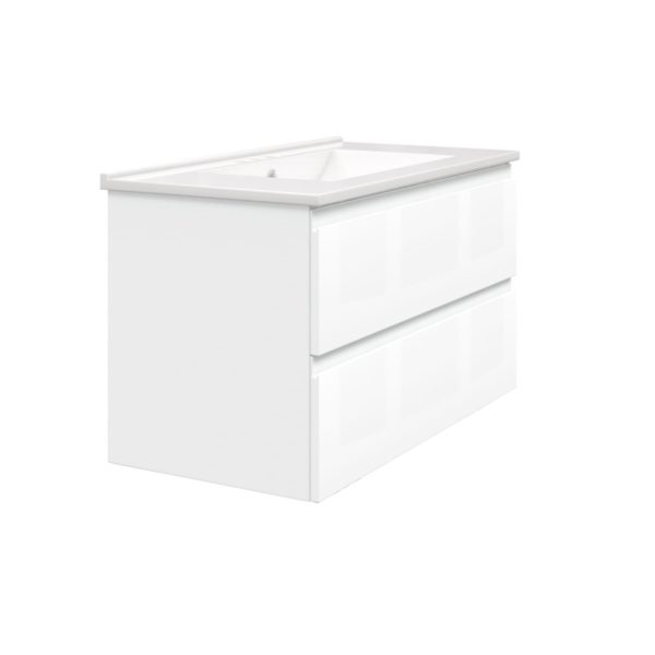 Celsia 36 in. W x 18-1/2 in. D Vanity in White Gloss with Porcelain Vanity Top in White with White Basin