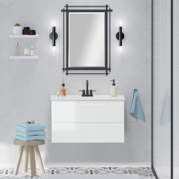 Celsia 36 in. W x 18-1/2 in. D Vanity in White Gloss with Porcelain Vanity Top in White with White Basin