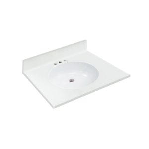 Silken White 25" x 22" White Vanity Top with Non-recessed Bowl