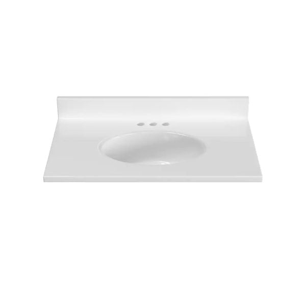 Silken White 31" x 19" White Vanity Top with Non-recessed Bowl