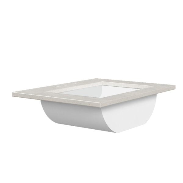 Daisy White 25 in. W x 22 in. D Cultured Marble Rectangular Undermount Single Basin Vanity Top