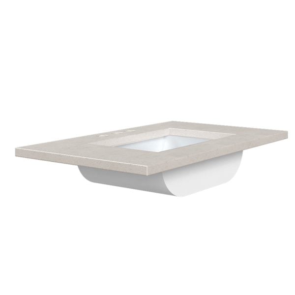 Daisy White 31 in. W x 22 in. D Cultured Marble Rectangular Undermount Single Basin Vanity Top