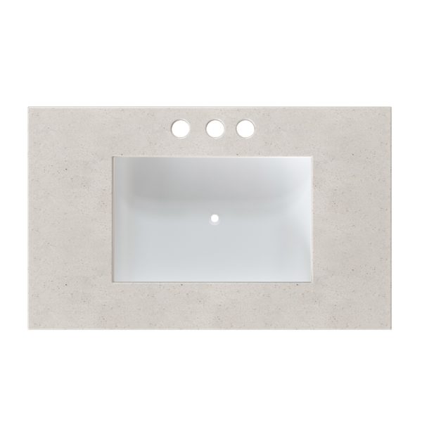 Daisy White 31 in. W x 22 in. D Cultured Marble Rectangular Undermount Single Basin Vanity Top