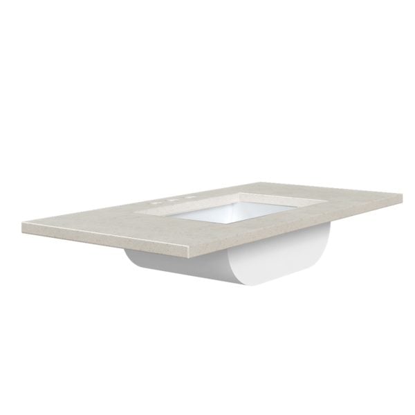 Daisy White 37 in. W x 22 in. D Cultured Marble Rectangular Undermount Single Basin Vanity Top