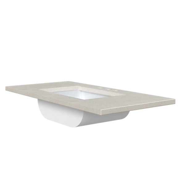 Daisy White 37 in. W x 22 in. D Cultured Marble Rectangular Undermount Single Basin Vanity Top