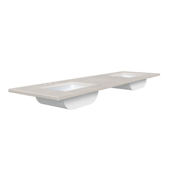 Daisy White 61 in. W x 22 in. D Cultured Marble Rectangular Undermount Double Basin Vanity Top