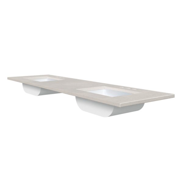 Daisy White 61 in. W x 22 in. D Cultured Marble Rectangular Undermount Double Basin Vanity Top