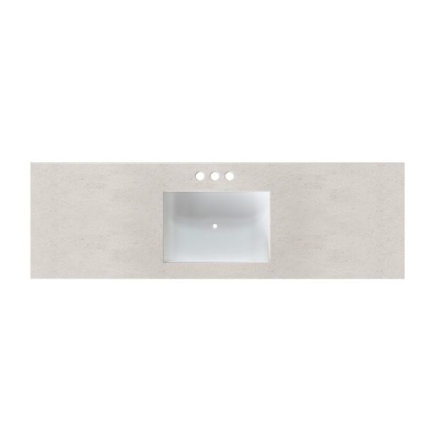 Daisy White 61 in. W x 22 in. D Cultured Marble Rectangular Undermount Single Basin Vanity Top