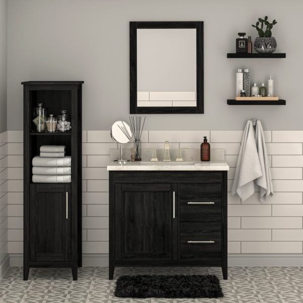 Foxglove 36"W x 21-5/8"D Coal Black Vanity Cabinet