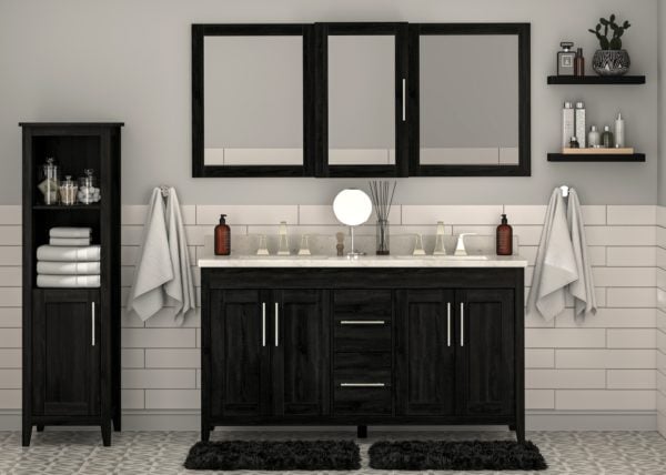 Foxglove 60"W x 21-5/8"D Coal Black Vanity Cabinet