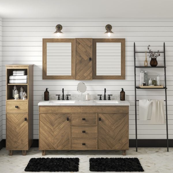 Iris 12-1/8"W x 5-7/8"D x 30"H  Almond Brown Bathroom Wall Cabinet