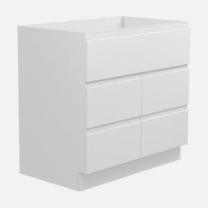 Larch 36"W x 21-3/4"D x 34-1/2"H Lustrous White Bathroom Vanity Cabinet