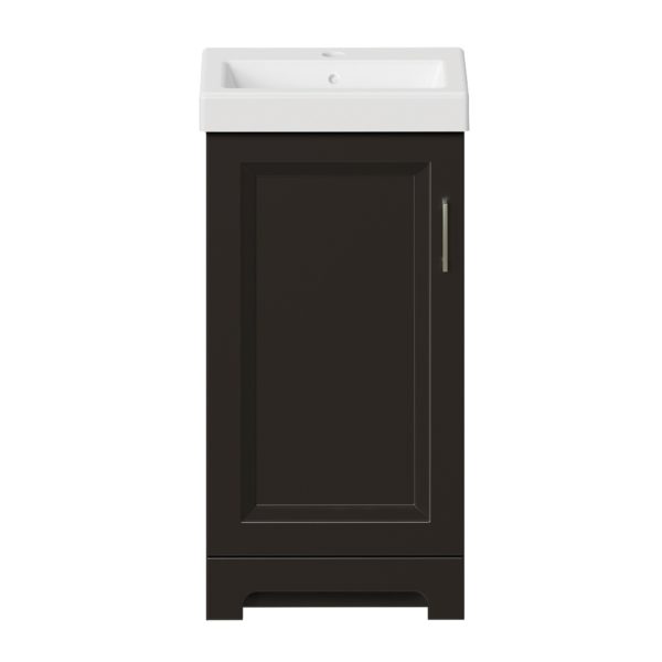 Lawrence 17-1/2"W x 13-1/2"D Cocoa Brown Vanity and White Ceramic Vanity Top with Rectangular Integrated Bowl