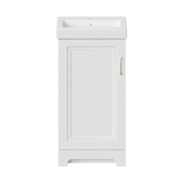 Lawrence 17-1/2"W x 13-1/2"D Vanilla Vanity and White Ceramic Vanity Top with Rectangular Integrated Bowl