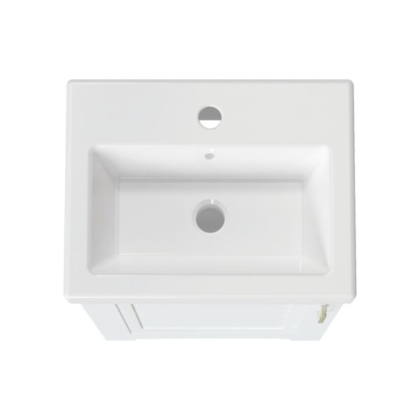 Lawrence 17-1/2"W x 13-1/2"D Vanilla Vanity and White Ceramic Vanity Top with Rectangular Integrated Bowl