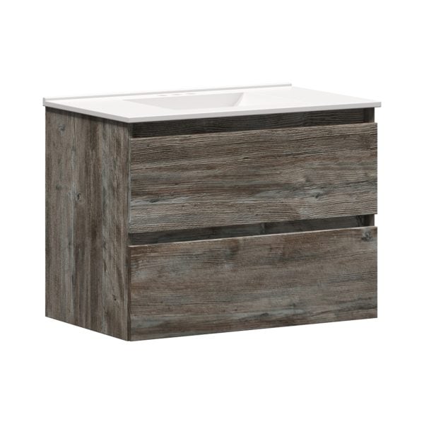 Sage 30 in. W x 18-1/2 in. D Vanity in Driftwood Gray with Porcelain Vanity Top in Solid White with White Basin