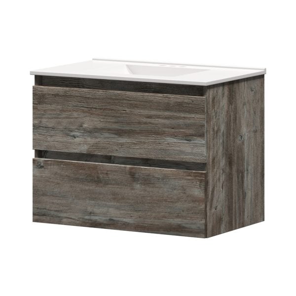 Sage 30 in. W x 18-1/2 in. D Vanity in Driftwood Gray with Porcelain Vanity Top in Solid White with White Basin