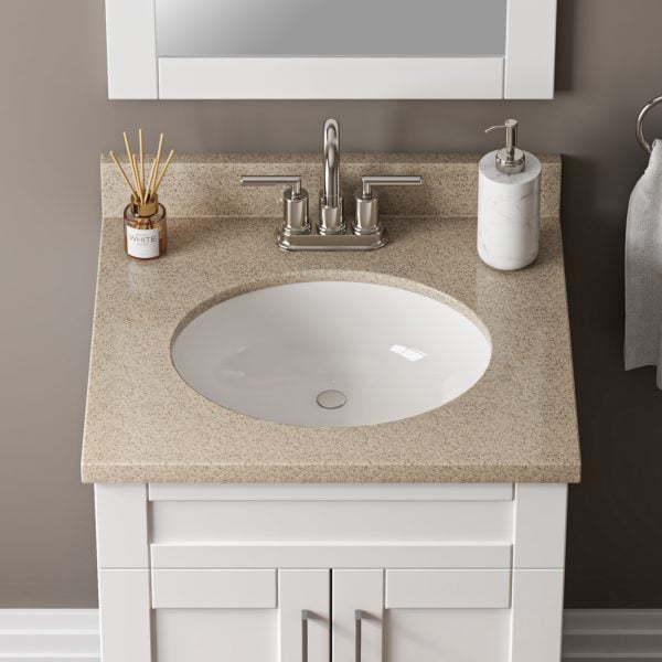 Sandstone 25"W x 22"D Cultured Marble Vanity Top with Oval Bowl