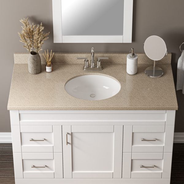 Sandstone 49"W x 22"D Cultured Marble Vanity Top with Oval Bowl