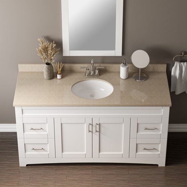 Sandstone 61"W x 22"D Cultured Marble Vanity Top with Oval Bowl