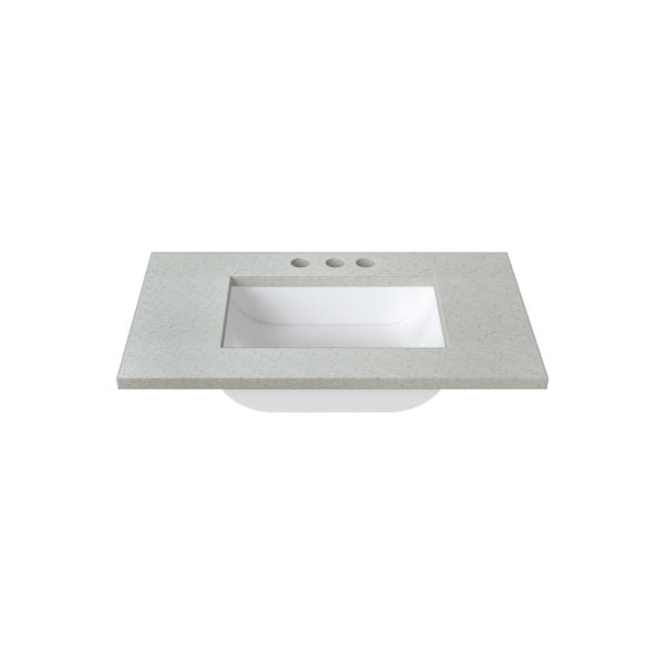 Silver Poplar 31 in. W x 22 in. D Cultured Marble Rectangular Undermount Single Basin Vanity Top