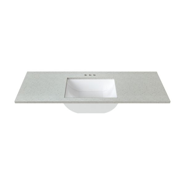 Silver Poplar 49 in. W x 22 in. D Cultured Marble Rectangular Undermount Single Basin Vanity Top