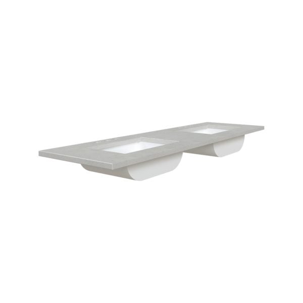 Silver Poplar 61 in. W x 22 in. D Cultured Marble Rectangular Undermount Double Basin Vanity Top