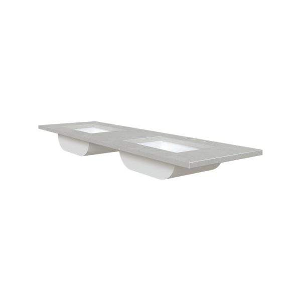 Silver Poplar 61 in. W x 22 in. D Cultured Marble Rectangular Undermount Double Basin Vanity Top