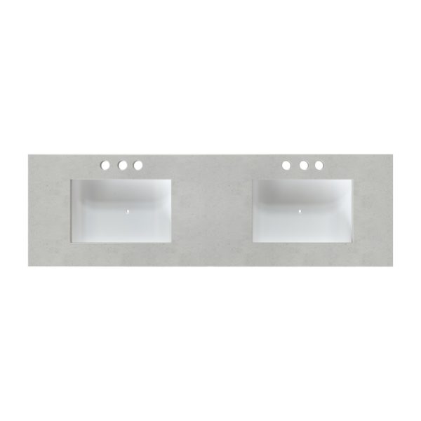 Silver Poplar 61 in. W x 22 in. D Cultured Marble Rectangular Undermount Double Basin Vanity Top