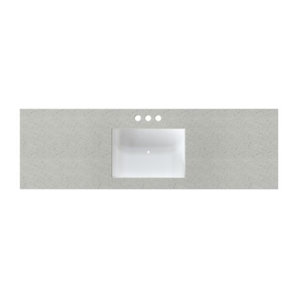 Silver Poplar 61 in. W x 22 in. D Cultured Marble Rectangular Undermount Single Basin Vanity Top