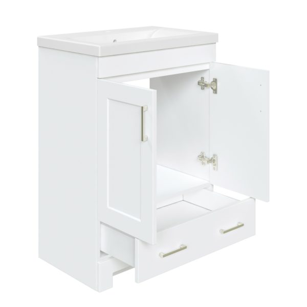 Southernwood 24"W x 15-1/2"D White Vanity and White Ceramic Vanity Top with Rectangular Integrated Bowl