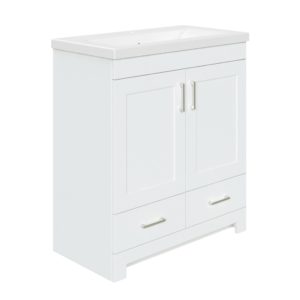 Southernwood 30-1/8"W x 15-1/2"D White Vanity and White Ceramic Vanity Top with Rectangular Integrated Bowl