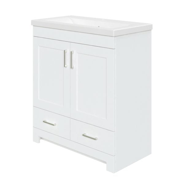 Southernwood 30-1/8"W x 15-1/2"D White Vanity and White Ceramic Vanity Top with Rectangular Integrated Bowl