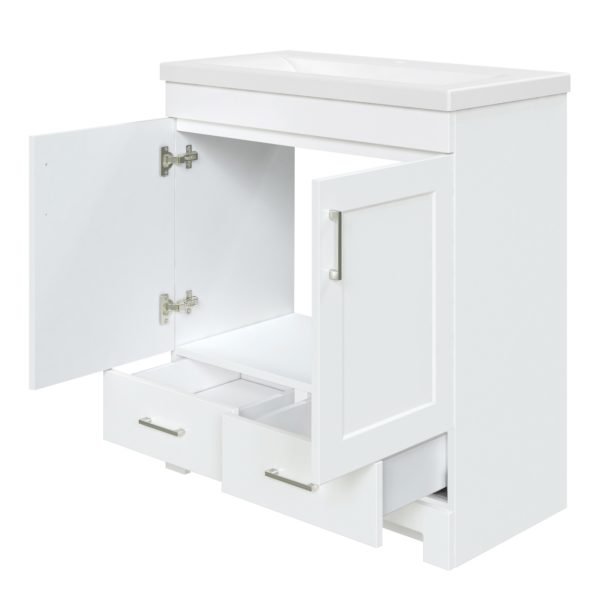 Southernwood 30-1/8"W x 15-1/2"D White Vanity and White Ceramic Vanity Top with Rectangular Integrated Bowl