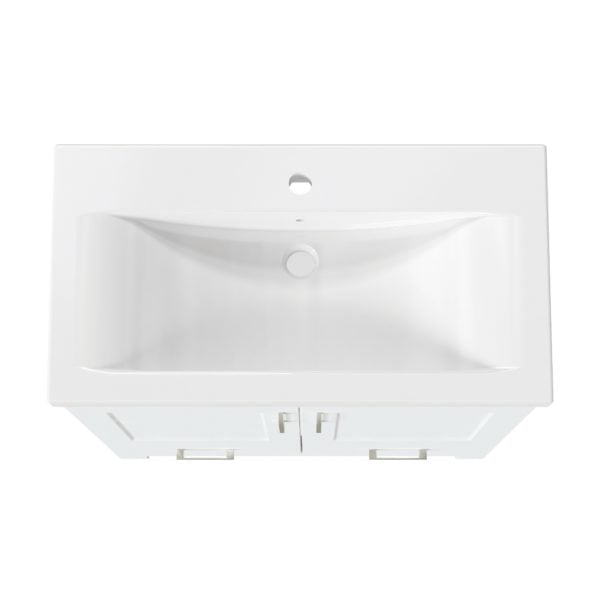 Southernwood 30-1/8"W x 15-1/2"D White Vanity and White Ceramic Vanity Top with Rectangular Integrated Bowl