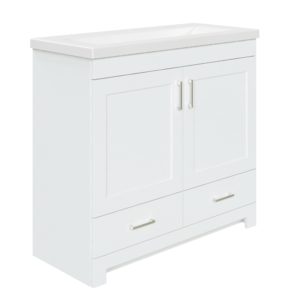 Southernwood 36"W x 15-1/2"D White Vanity and White Ceramic Vanity Top with Rectangular Integrated Bowl