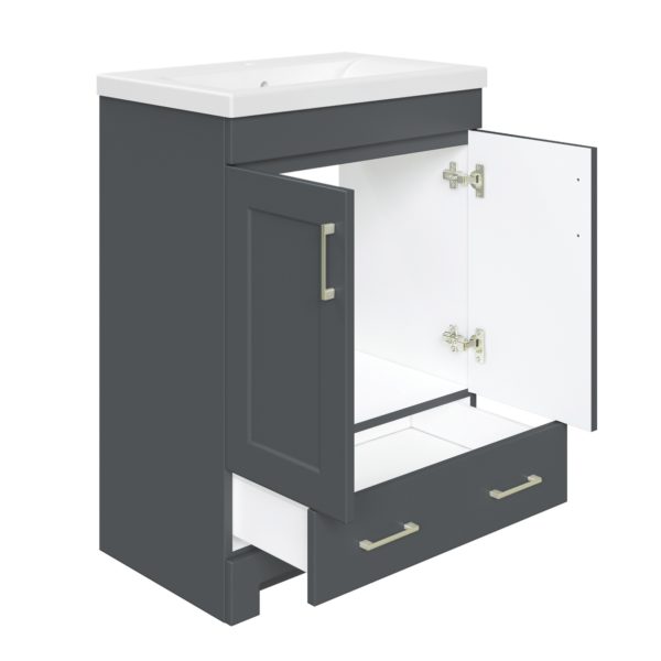 Southernwood 24"W x 15-1/2"D Cool Gray Vanity and White Ceramic Vanity Top with Rectangular Integrated Bowl