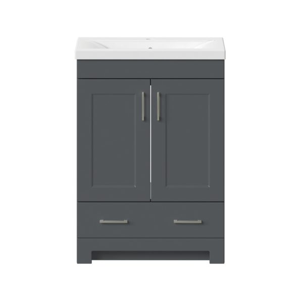 Southernwood 24"W x 15-1/2"D Cool Gray Vanity and White Ceramic Vanity Top with Rectangular Integrated Bowl