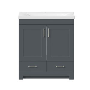 Southernwood 30-1/8"W x 15-1/2"D Cool Gray Vanity and White Ceramic Vanity Top with Rectangular Integrated Bowl