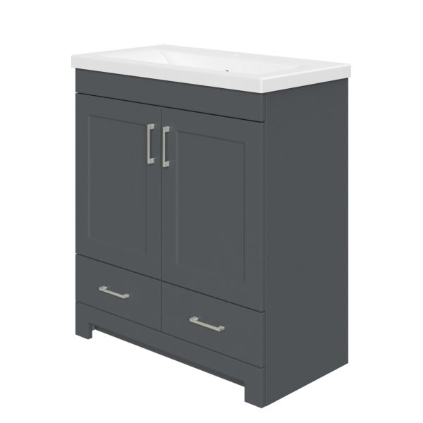 Southernwood 30-1/8"W x 15-1/2"D Cool Gray Vanity and White Ceramic Vanity Top with Rectangular Integrated Bowl