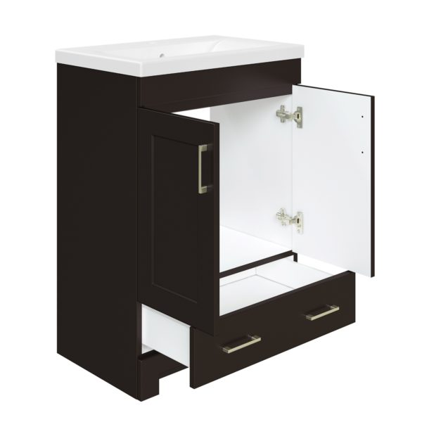 Southernwood 24"W x 15-1/2"D Cafecito Bean Vanity and White Ceramic Vanity Top with Rectangular Integrated Bowl