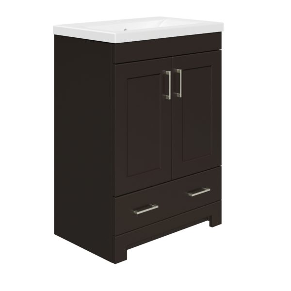 Southernwood 24"W x 15-1/2"D Cafecito Bean Vanity and White Ceramic Vanity Top with Rectangular Integrated Bowl