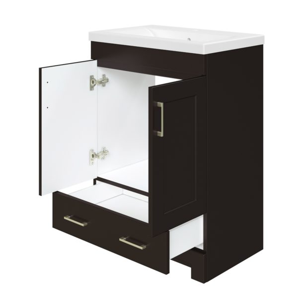 Southernwood 24"W x 15-1/2"D Cafecito Bean Vanity and White Ceramic Vanity Top with Rectangular Integrated Bowl